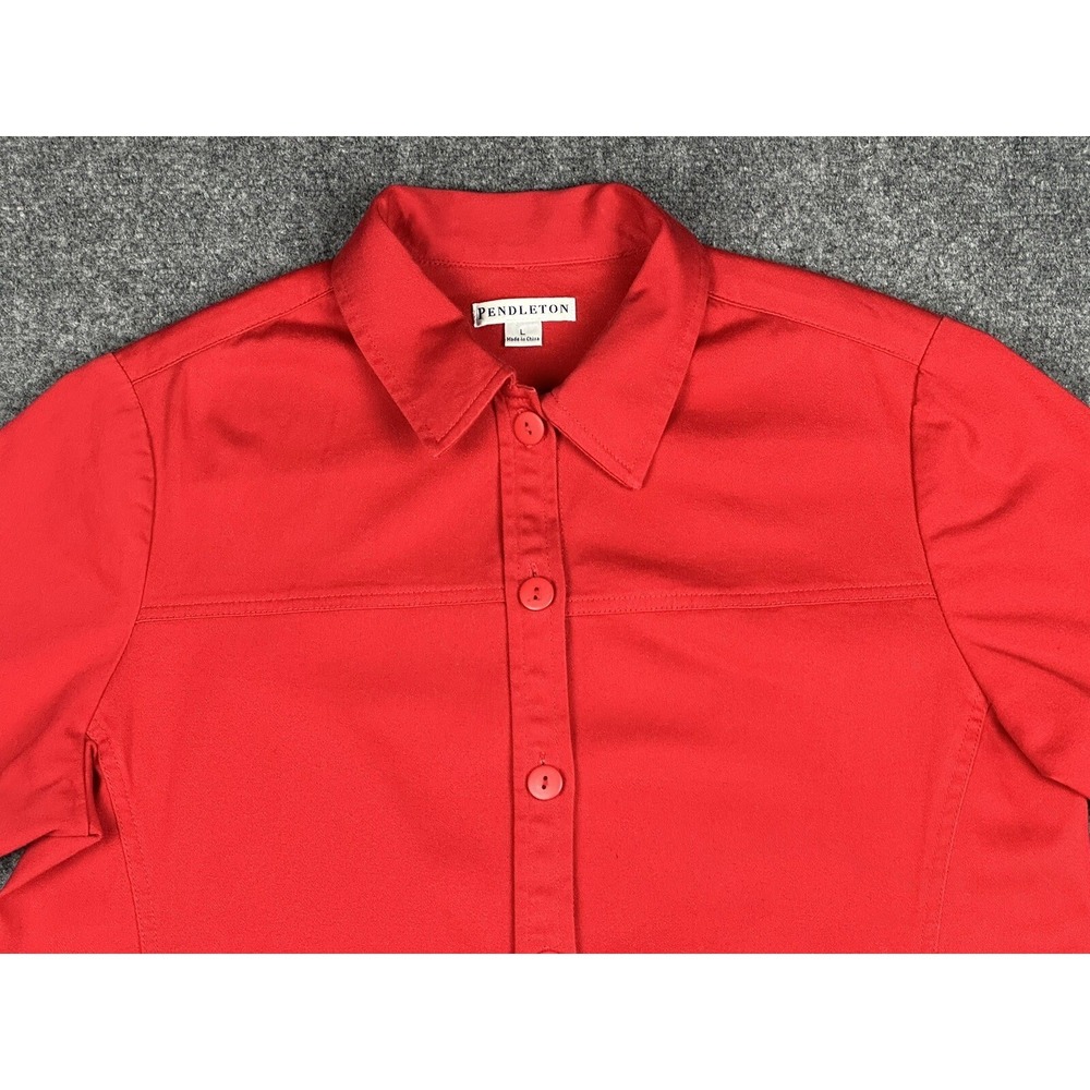 Pendleton Button Up Shirt Jacket Women's Sz Large granny core Pockets Cotton - Picture 8 of 15